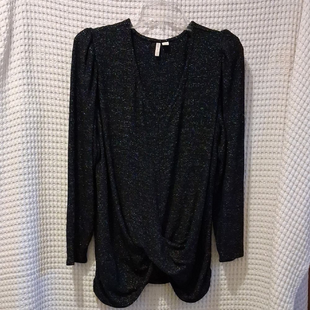Cato Shimmering Black Long Sleeve Blouse Sz-14-16W